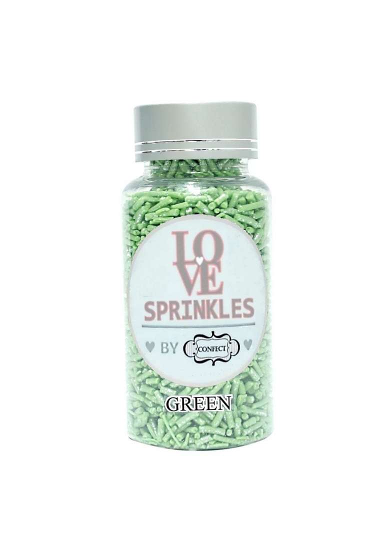 Confect Edible Green Vermicelli Sprinkles | Premium Cake Cupcake Decoration Topping Decorative Dessert Garnish Vegan Gluten Free Soy Dairy Palm Oil – 90 Gms - Indya