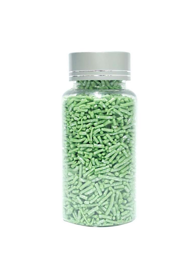 Confect Edible Green Vermicelli Sprinkles | Premium Cake Cupcake Decoration Topping Decorative Dessert Garnish Vegan Gluten Free Soy Dairy Palm Oil – 90 Gms - Indya