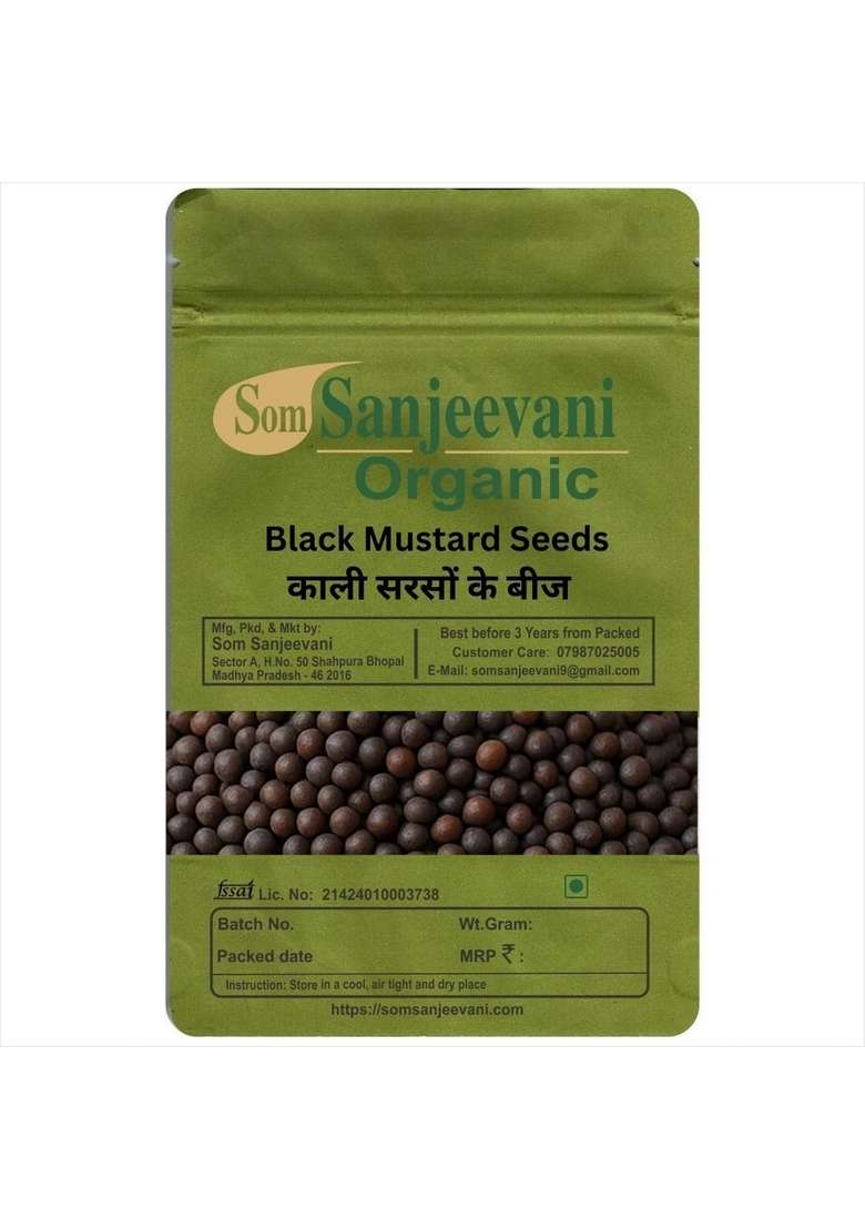 Somsanjeevani Organic Som Sanjeevani Sun Dried Black Mustard Seeds 100G Adds Rich Earthy Flavor To Tadka Curries Masalas Natural असली With 50G Multani Mitti Powder - Indya