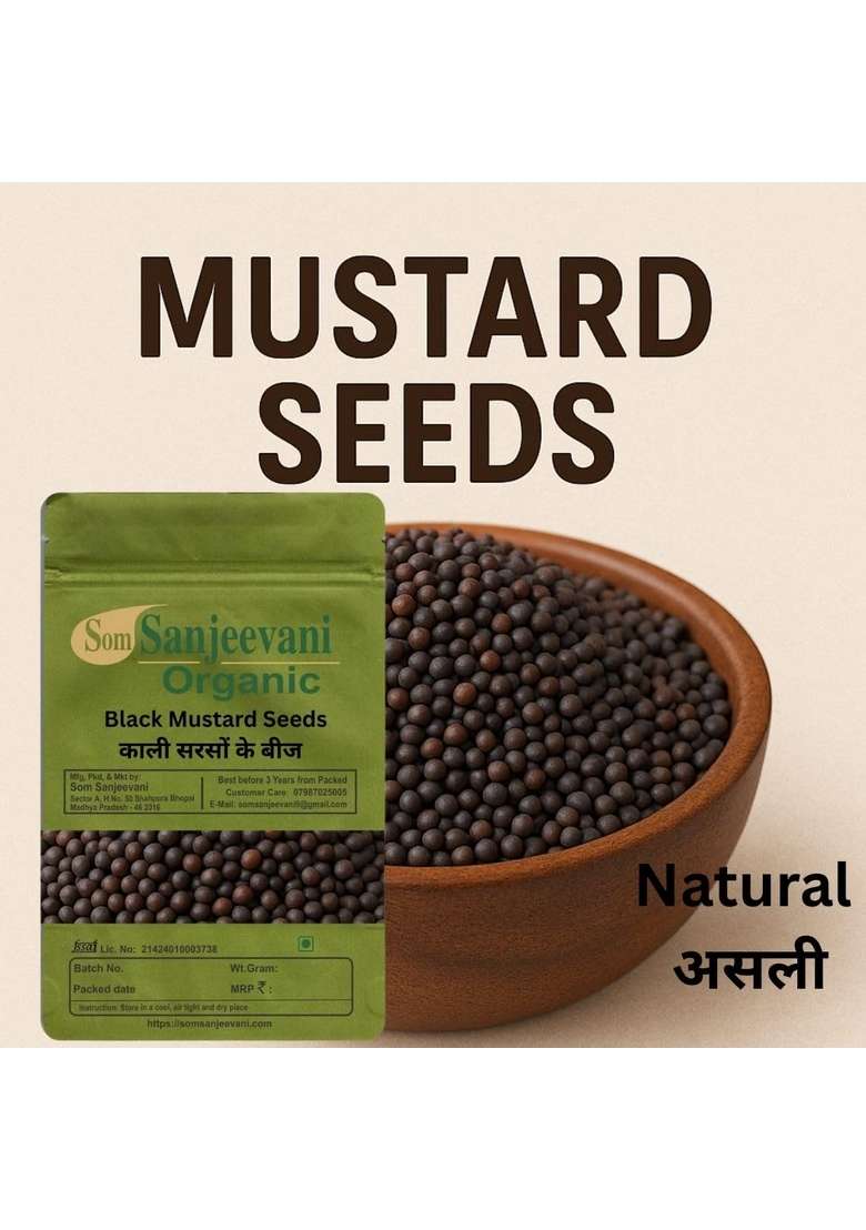 Somsanjeevani Organic Som Sanjeevani Sun Dried Black Mustard Seeds 100G Adds Rich Earthy Flavor To Tadka Curries Masalas Natural असली With 50G Multani Mitti Powder - Indya