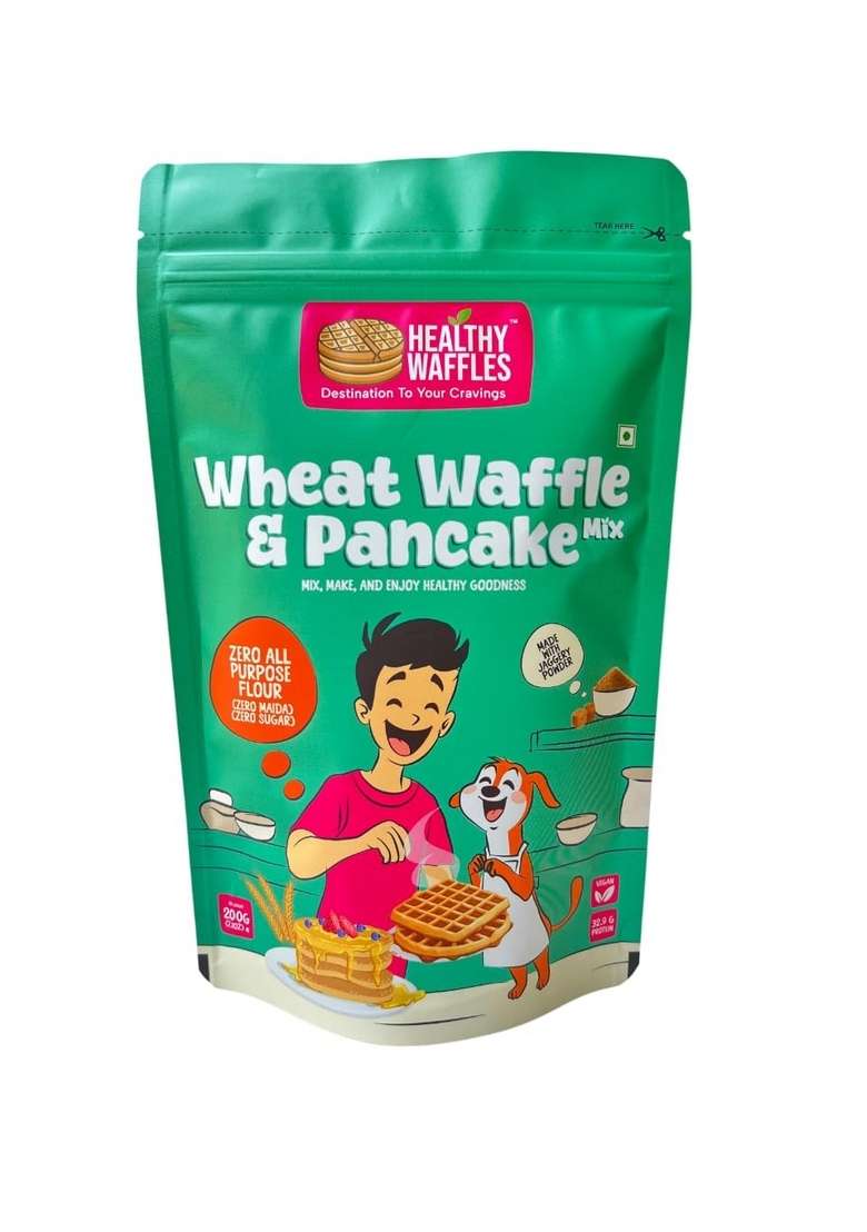 Healthy Waffles Pancake Waffle Mix | Regular Wheat No Maida Sugar Preservatives Vegan 100 Vegetarian Made With Whole Jaggery Powder High Protein Fiber 200G - Indya