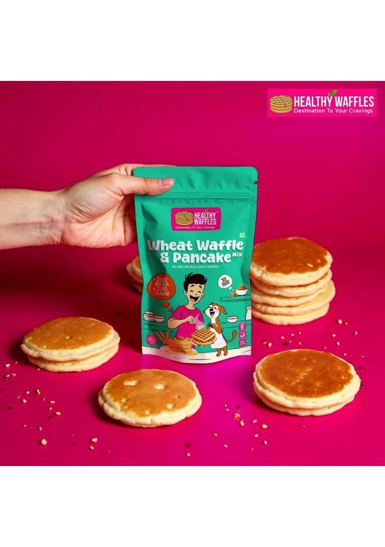 Healthy Waffles Pancake Waffle Mix | Regular Wheat No Maida Sugar Preservatives Vegan 100 Vegetarian Made With Whole Jaggery Powder High Protein Fiber 200G - Indya
