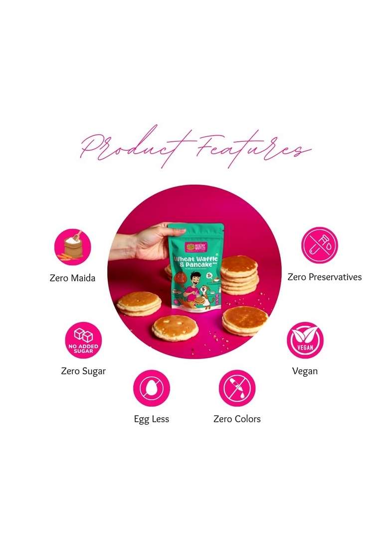 Healthy Waffles Pancake Waffle Mix | Regular Wheat No Maida Sugar Preservatives Vegan 100 Vegetarian Made With Whole Jaggery Powder High Protein Fiber 200G - Indya