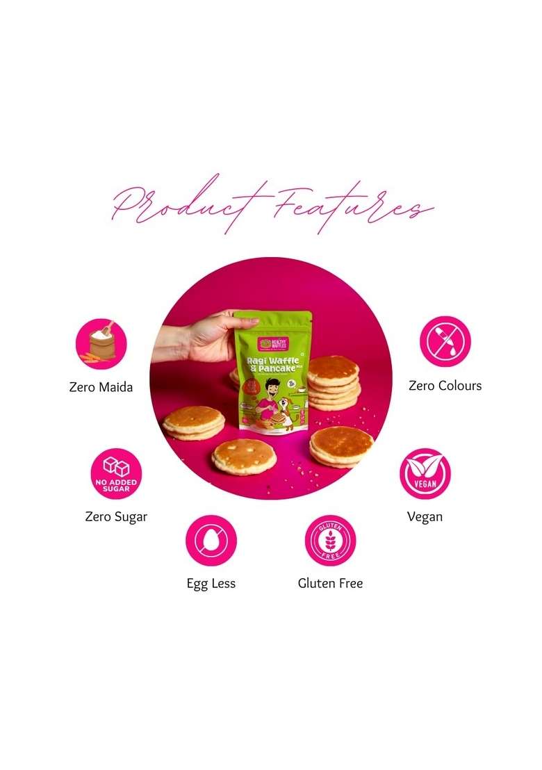 Healthy Waffles Pancake Waffle Mix Lovers Combo | Regular Wheat Ragi No Maida Sugar Preservatives Vegan Glutenfree 100 Vegetarian Made With Whole Millet High Protein Fiber 200G 2 Pack Of Each - Indya