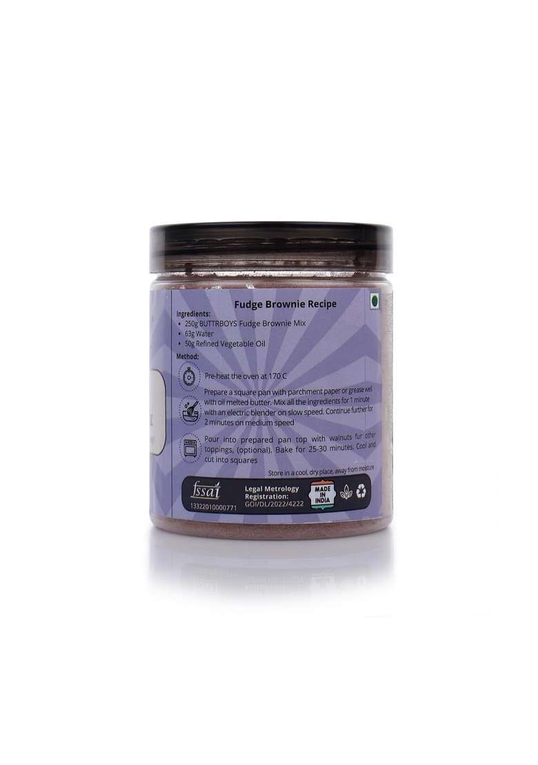 Buttrboys Fat Free Fudge Brownie Mix Powder For Cooking Food Baking 250 Grams - Indya