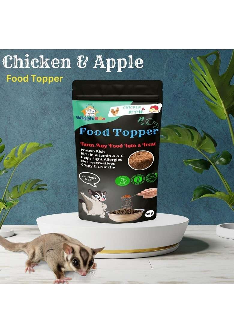 Wiggleboo Magical Sugar Glider Food Topper || Joy Of Best Taste Chicken Apple Flavour Grain Free Protein Rich Super Energy 50G - Indya