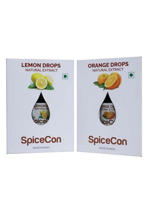 Spicecon Natural Extract | Vegan Product No Artificial Colour 100 And Pure Combo Set Orange Lemon 5 Ml 180 Drops