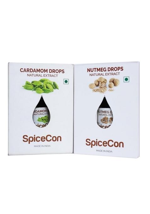 Spicecon Natural Extract | Vegan Product No Artificial Colour And Pure Combo Set Cardamom Nutmeg 5 Ml 180 Drops