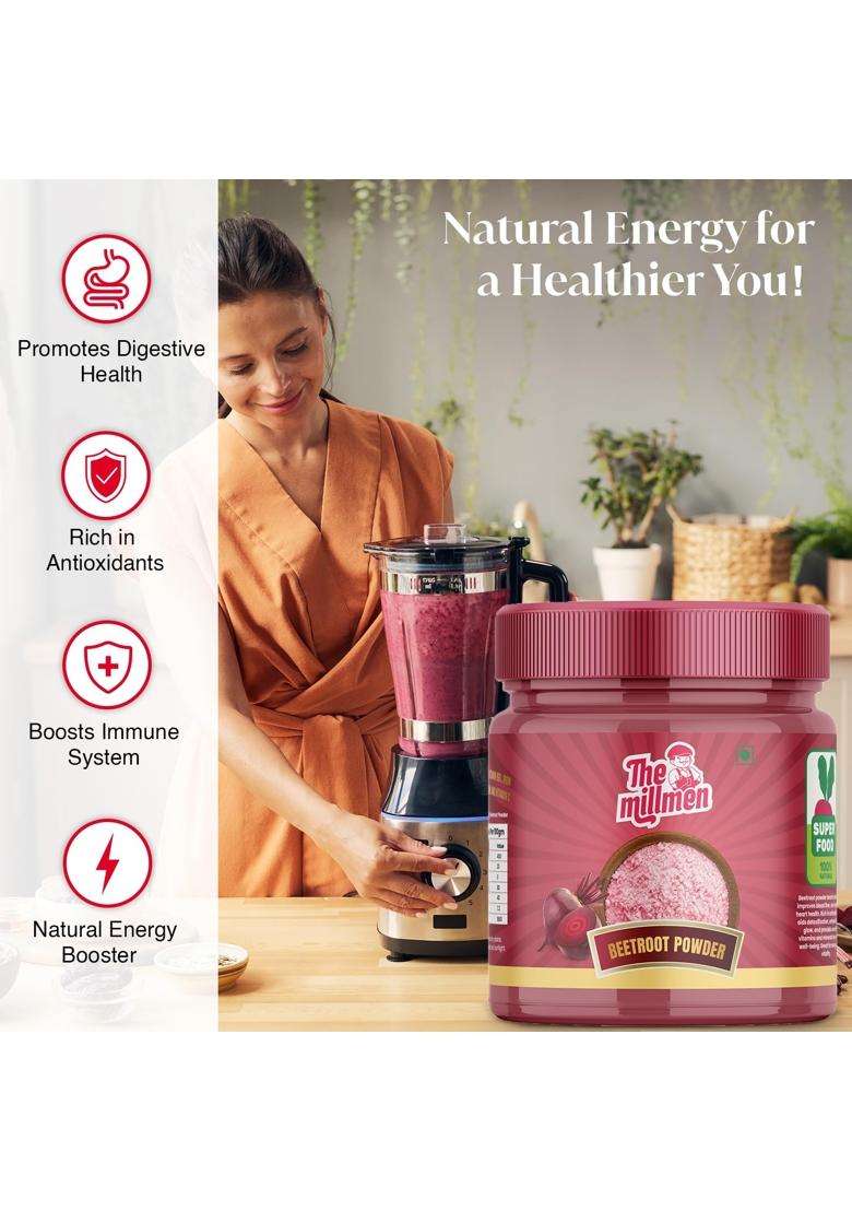 The Millmen 100 Natural Fresh Beetroot Powder Chukandar Pure Premium For Cooking No Additives Or Preservatives Gmo 200 Gm - Indya