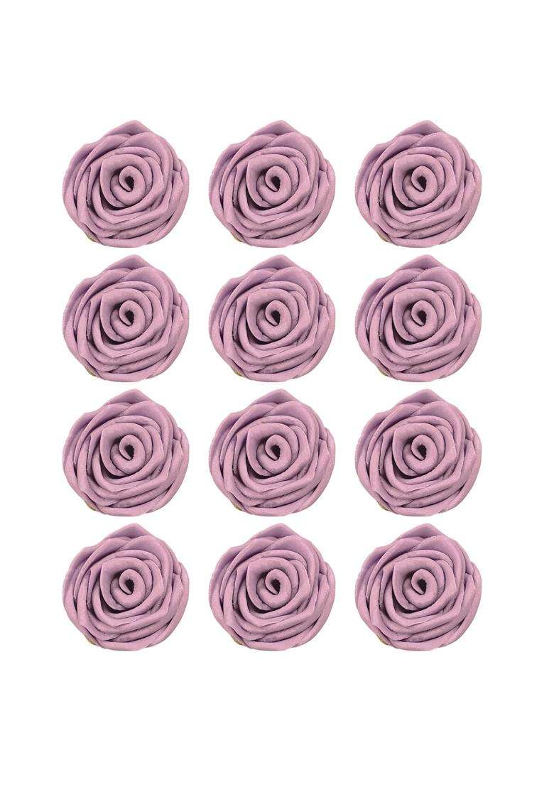 Confect Edible Lavender Rose Toppers – 12 Pack Lilac Roses For Cake Cupcake Decorating– Stunning Floral Desserts Vegan Dairy Free Palm Oil - Indya