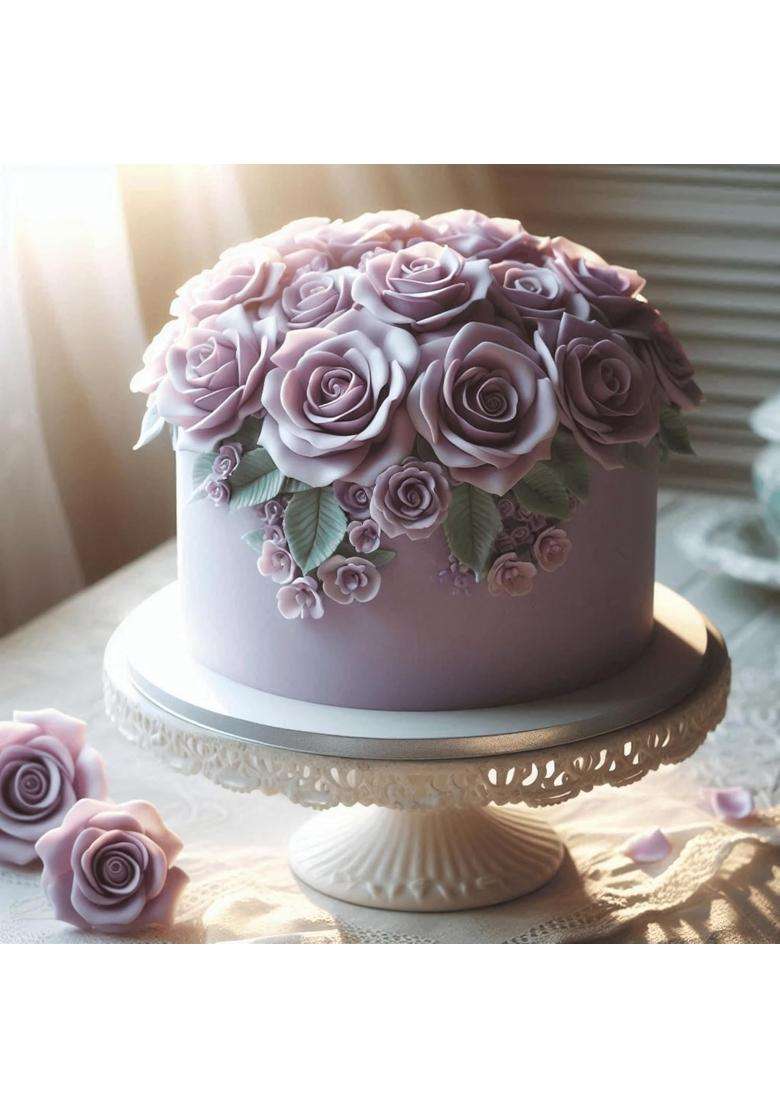 Confect Edible Lavender Rose Toppers – 12 Pack Lilac Roses For Cake Cupcake Decorating– Stunning Floral Desserts Vegan Dairy Free Palm Oil - Indya