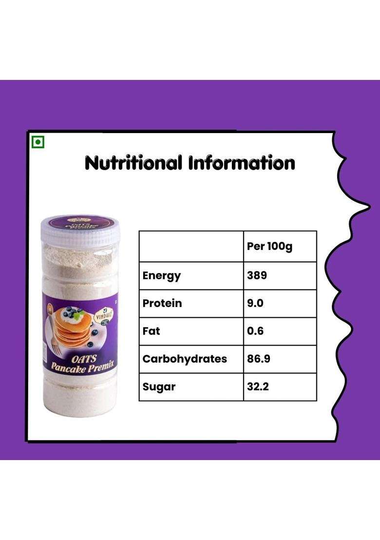 Vindhiz Oats Ready To Use Pancake Waffle Premix Vanilla Flavour | Pack Of 2 1 Kg 100 Vegetarian Eggless No Added Preservatives High Fiber Low Carb Healthy Instant Mix - Indya