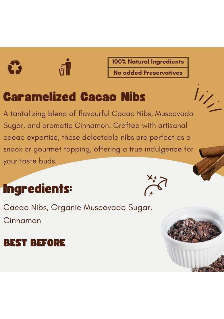 Cacaoly Cinnamon Caramelized Cacao Nibs – Crunchy Sweet And Aromatic Superfood Treat - Indya