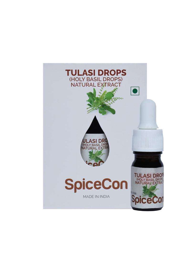 Spicecon Natural Extract | Vegan Product No Artificial Colour 100 And Pure Combo Set Tulasi Cinnamon Turmeric 5 Ml 180 Drops - Indya