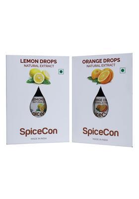 Spicecon Natural Extract | Vegan Product No Artificial Colour 100 And Pure Combo Set Orange Lemon 5 Ml 180 Drops