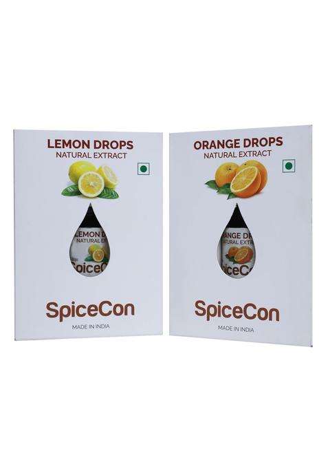 Spicecon Natural Extract | Vegan Product No Artificial Colour 100 And Pure Combo Set Orange Lemon 5 Ml 180 Drops