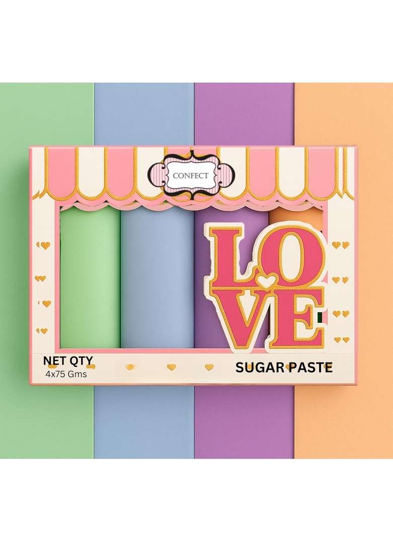 Confect Sugar Paste Multipack 9 | Pastel Edible Pea Green Baby Blue Purple And Peach Fondant For Cake Decoration Chefs Choice Decorating Vegan Gluten Free 300 Gms - Indya