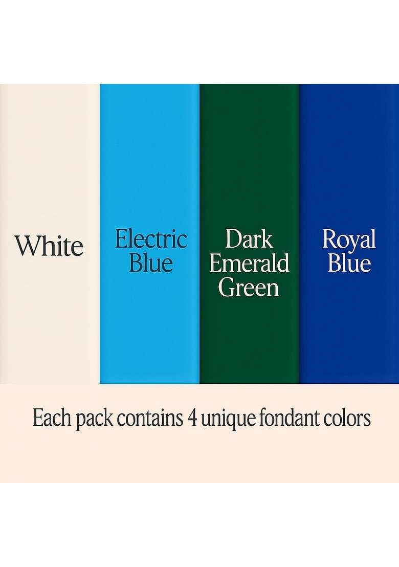 Confect Sugar Paste Multipack 23 | Pastel Edible White Electric Blue Emerald Green And Royal Fondant For Cake Decoration Chefs Choice Decorating Vegan Gluten Free 300 Gms - Indya