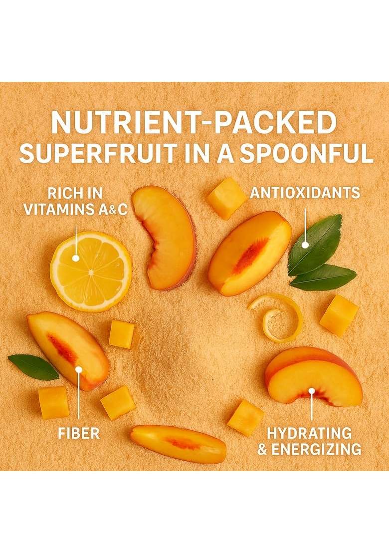 Confect Peach Fruit Powder | Pure Natural For Smoothies Baking Beverages Juices Tea Diy Recipes Vegan Gluten Free No Added Sugar – 150 Gms - Indya