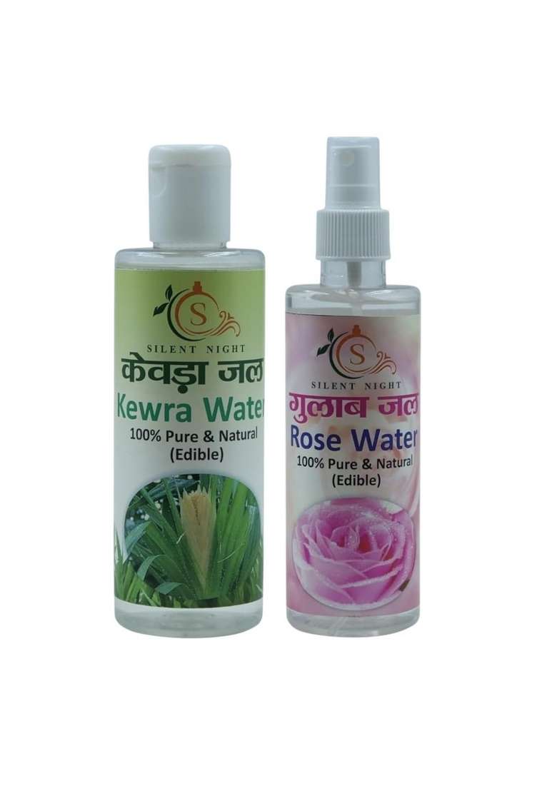 Silent Night Natural Premium Kewra Water And Rose Pack Of 2 200Ml Essence For Biryani Mughlai Dishes - Indya