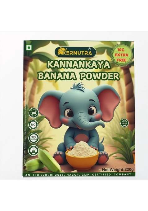 Kernutra Raw Banana Powder For Babies | Kannankaya Flour 100 Natural Gluten Free Baby Food No Preservatives Ideal Smoothies Porridge Baking High Fiber 220G Pack