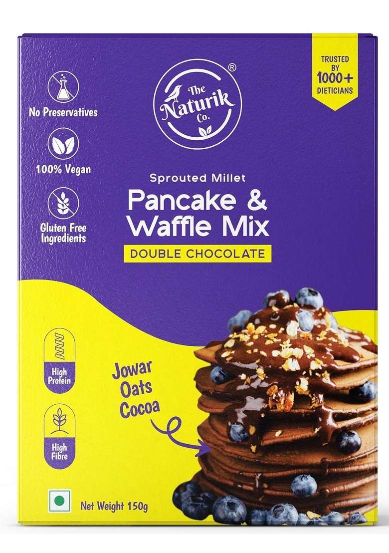 The Naturik Co Millet Double Chocolate Pan Cake Waffle Mix Pack Of 2 | No Maida Sugar Ready In Min Preservatives High Protein Fiber As Seen On Shark Tank - Indya