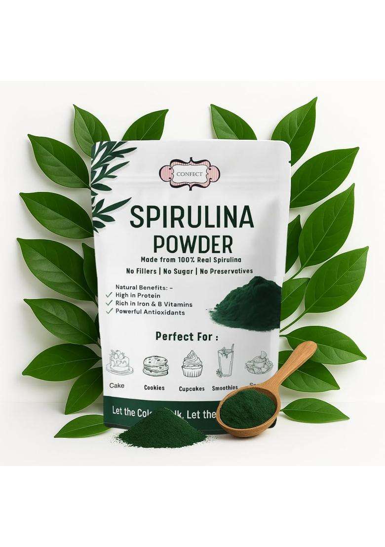 Confect Spirulina Powder | Pure Natural Fruit For Smoothies Baking Beverages Juices Tea Diy Recipes Vegan Gluten Free No Added Sugar – 200 Gms - Indya