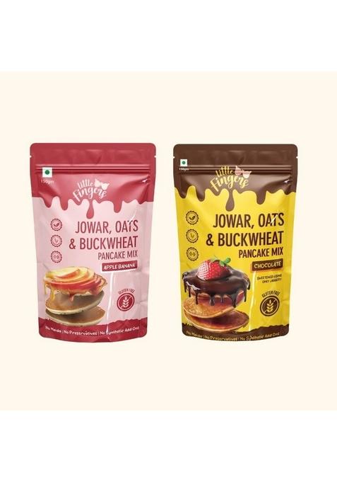 Littlefingers Little Fingers Assorted Combo Of Healthy Millet Based Jowar Oats And Buckwheat Kuttu Sweetened With Jaggery Pancake Premix Gluten Free | Eggless Chocolate Apple Banana Flavoured