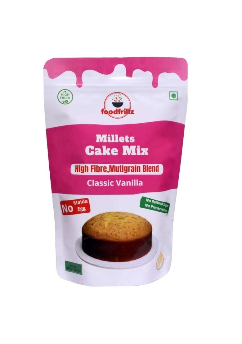Foodfrillz Millet Cake Premix 300 G With High Fibre No Maida Refined Sugar Eggless Mix Classic Vanilla - Indya