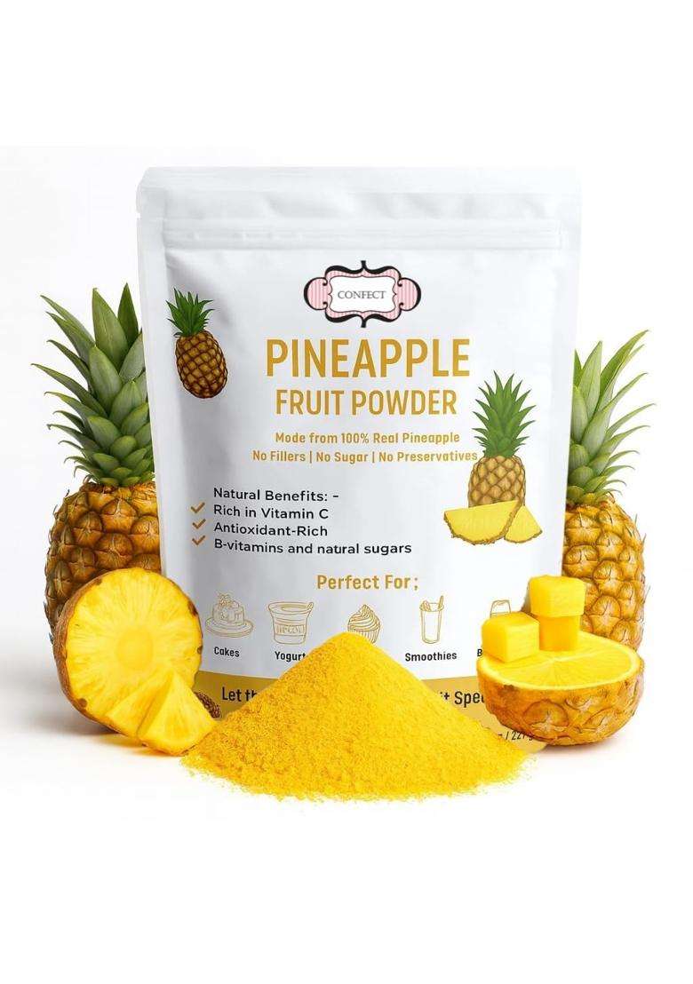 Confect Pineapple Powder | Pure Natural Fruit For Smoothies Baking Beverages Juices Tea Diy Recipes Vegan Gluten Free No Added Sugar – 200 Gms - Indya