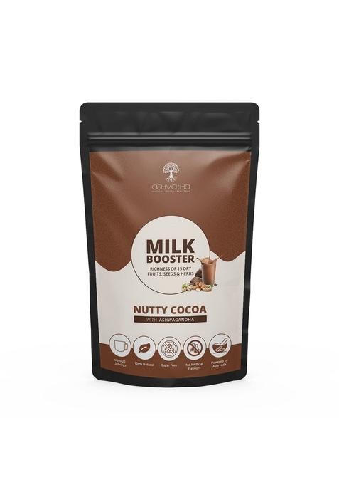 Ashvatha Milk Booster I Nutty Cocoa Masala With 15 Dry Fruits Seeds Ashwagandha Healthy Drink For Kids Adults Immunity No Added Sugar 20 Servings