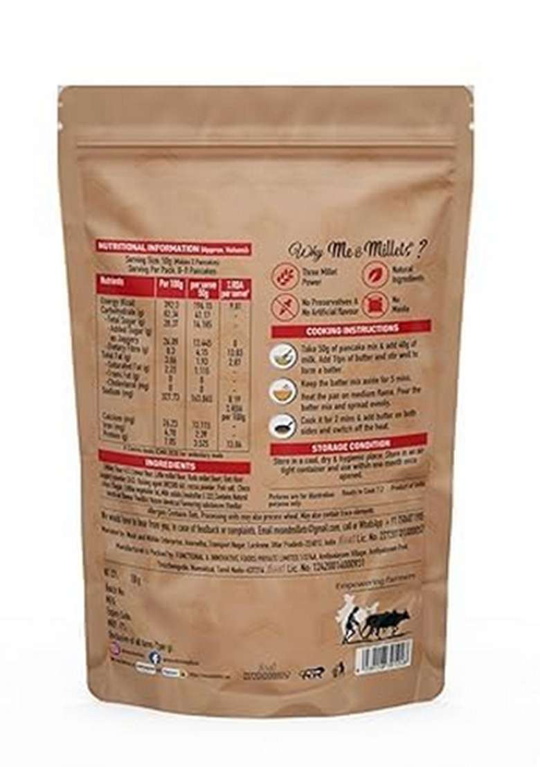 Me Millets Chocolate And Banana Millet Pancake Mix 150G X 2 Sweetness Of Jaggery No Maida Wheat Preservatives Vegetarian Eggless Healthy Breakfast For Family Jain Friendly - Indya