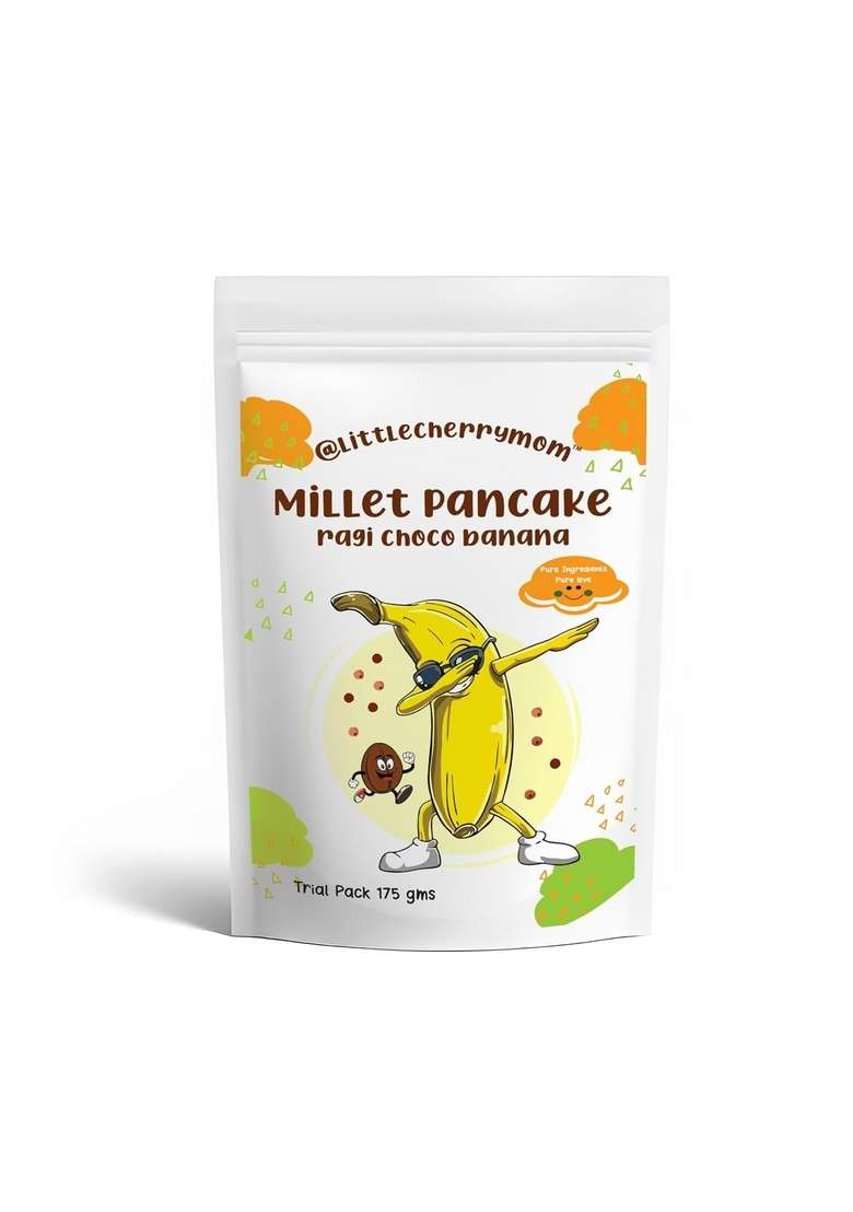 Littlecherrymom Instant Breakfast Pancake Mix Calcium Rich Combo – Ragi Choco Banana Apple Made With Sprouted 100 Vegetarian Eggless Healthy For Kids Adults 175G - Indya