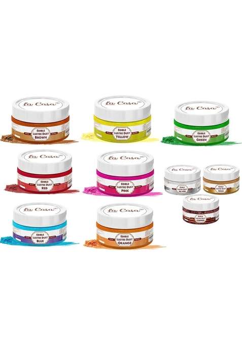 La Casa Premium Edible Lustre Dust | Pack Of 10 Pearl Ideal 10X9G