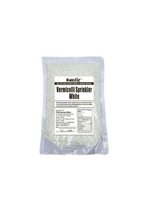 Konfiz Vermicelli Sprinkler White For Cake Decoration 500 Gm | Edible Decorating Items Sprinkle Cupcake Cookies Brownies