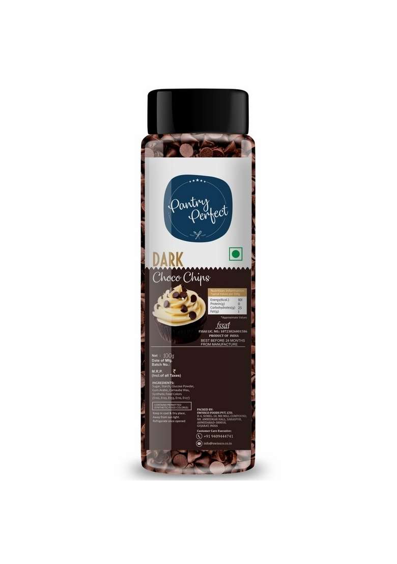 Pantry Perfect Dark Choco Chips Pack Of 3 Each 120G I Use In Cookies Brownies Cakes Muffins Pastries Pancakes Smoothies Milkshakes - Indya