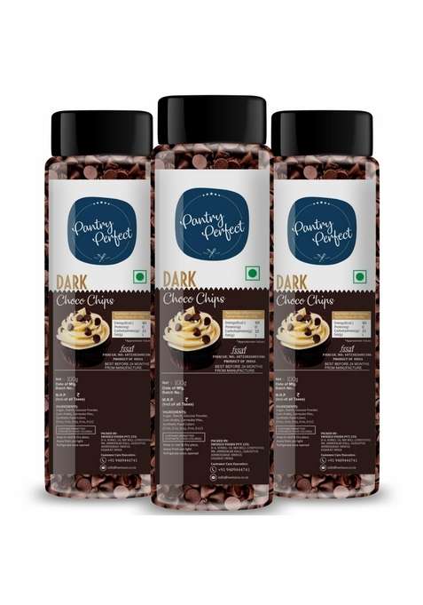 Pantry Perfect Dark Choco Chips Pack Of 3 Each 120G I Use In Cookies Brownies Cakes Muffins Pastries Pancakes Smoothies Milkshakes