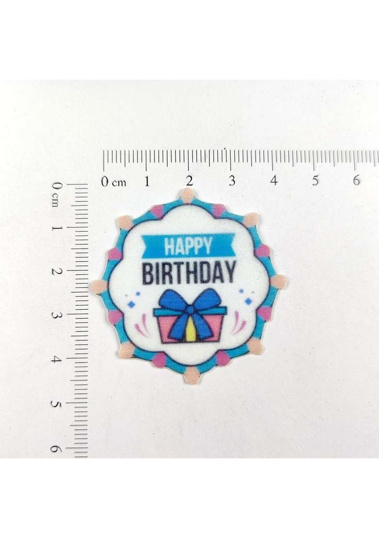 Tastycrafts Pre Cut Wafer Paper Edible Cake Topper Stick On Décor Best For Cupcake Pastry Happy Birthday 16 Pcs Wpc 201 - Indya