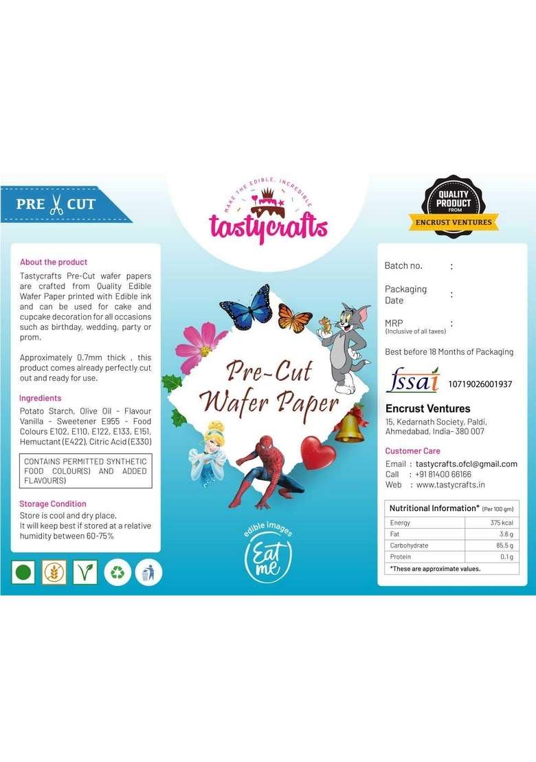 Tastycrafts Pre Cut Wafer Paper Butterflies I Cake Topping Décor Edible Stick On Decorations For Cupcake And Pastry Patchy Butterfly Small 28 Pcs Wpc 026 - Indya