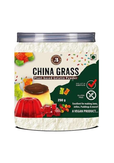 Brew Lab China Grass Powder| No Gelatin |Plant Based |For Desserts Cake Pudding Jelly Powder 250Gm