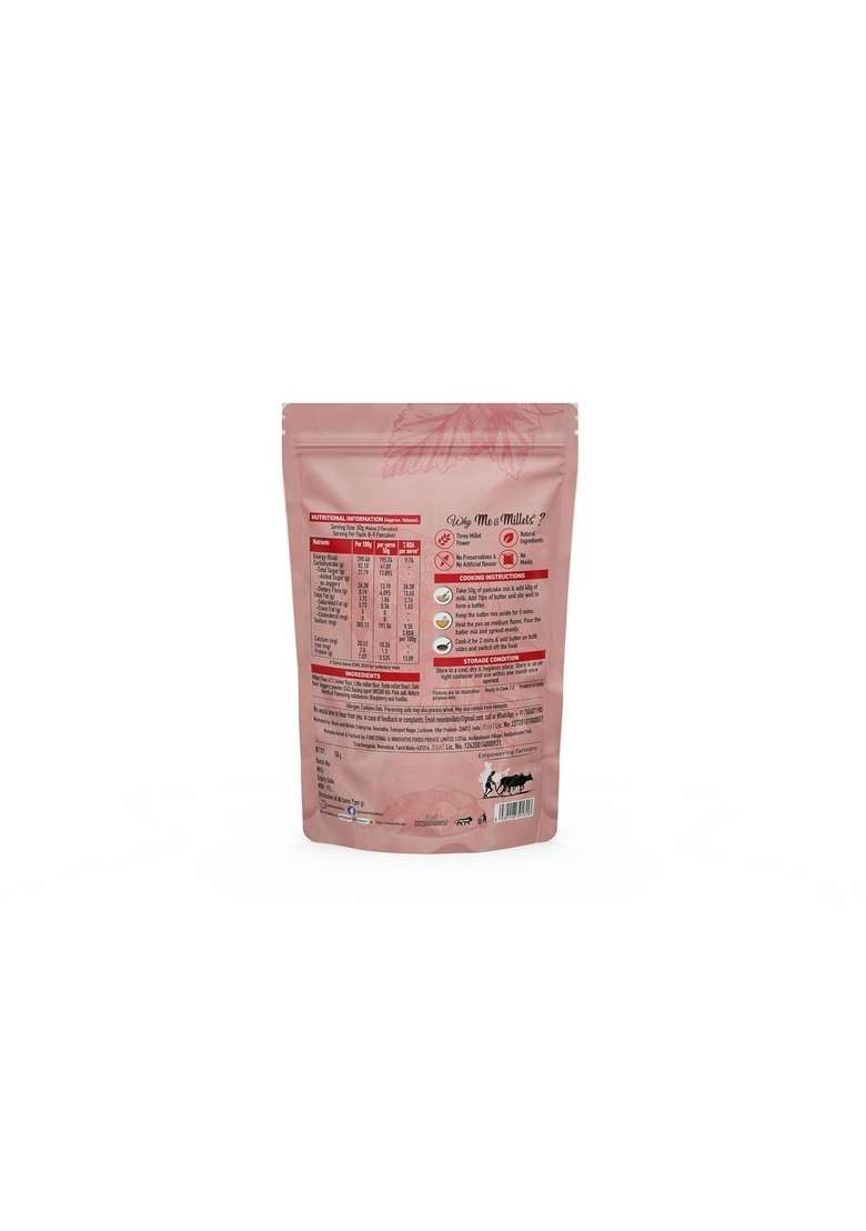 Me Millets Millet Pancake Mix 150G X 2 Caramel Vanilla Raspberry Sweetness Of Jaggery No Maida Wheat Preservatives Vegetarian Eggless Healthy Breakfast For Family Jain Friendly - Indya