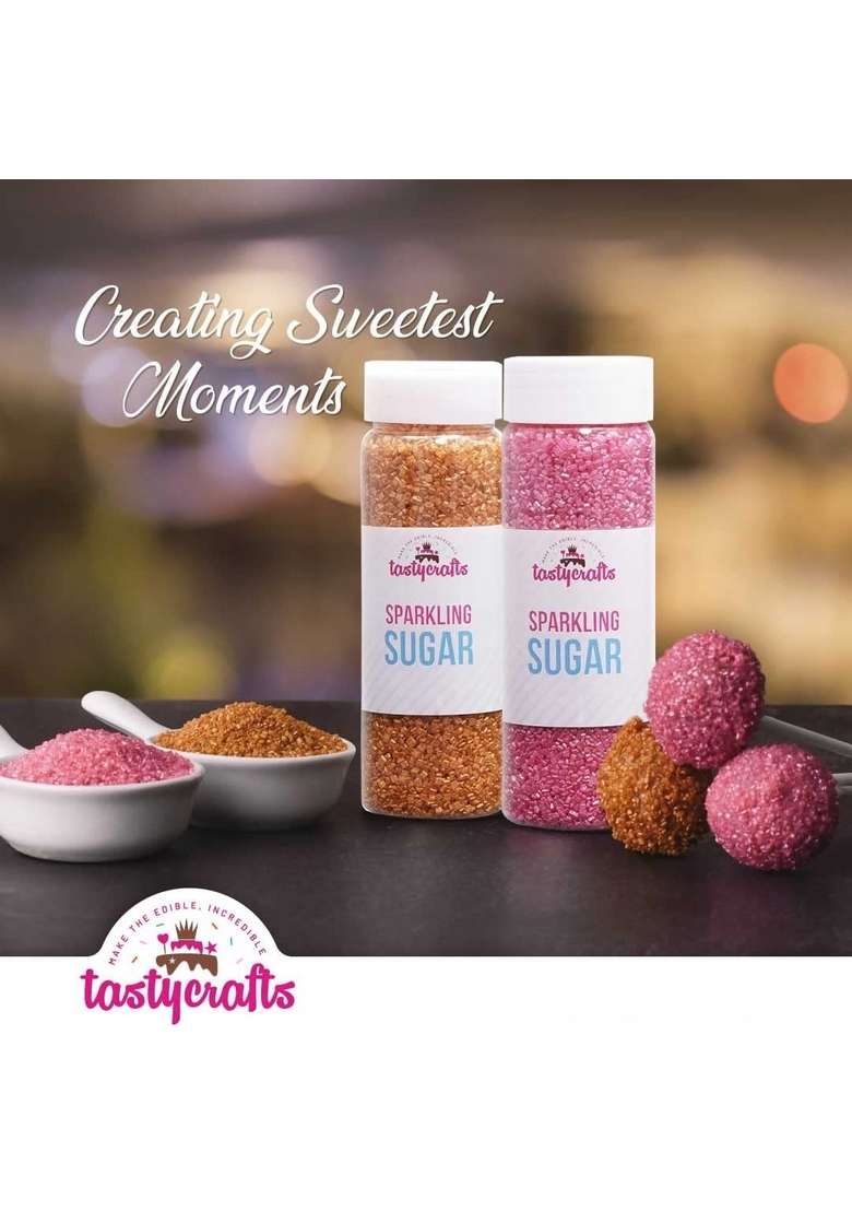 Encrust Ventures Tastycrafts Sparkling Sugar For Cake Decor Edible Sprinkle Decorations Coloured Confectionery Add Colorful Effect 125 Gm Bronze - Indya