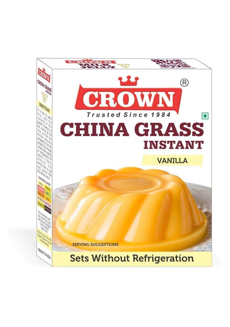 Crown Milk Jelly China Grass Pudding 320G 80G X Pack Of 4 Flavors Vanilla Raspberry Chocolate Kesar Elaichi - Indya