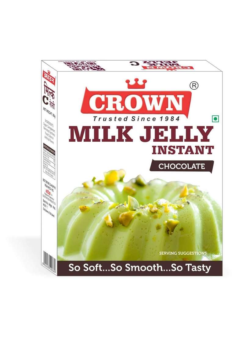 Crown Milk Jelly China Grass Pudding 320G 80G X Pack Of 4 Flavors Vanilla Raspberry Chocolate Kesar Elaichi - Indya