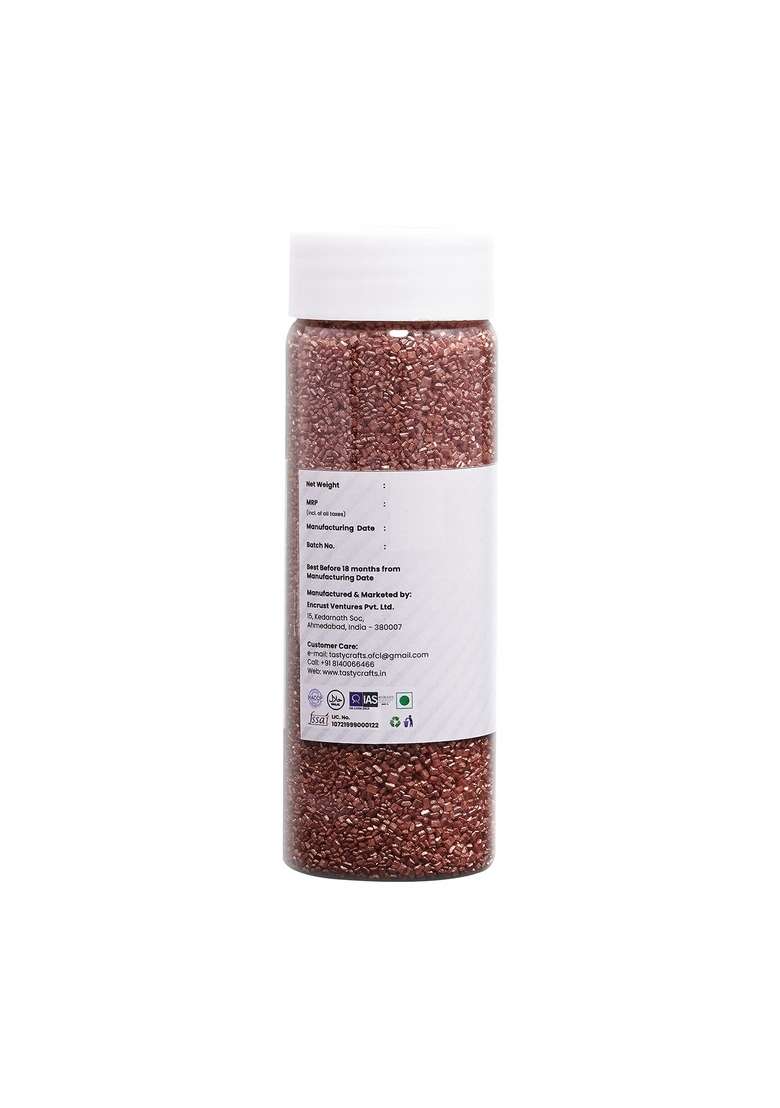 Encrust Ventures Tastycrafts Sparkling Edible Sprinkle Decorations For Cake Decor Coloured Sugar Confectionery 125 G Copper - Indya