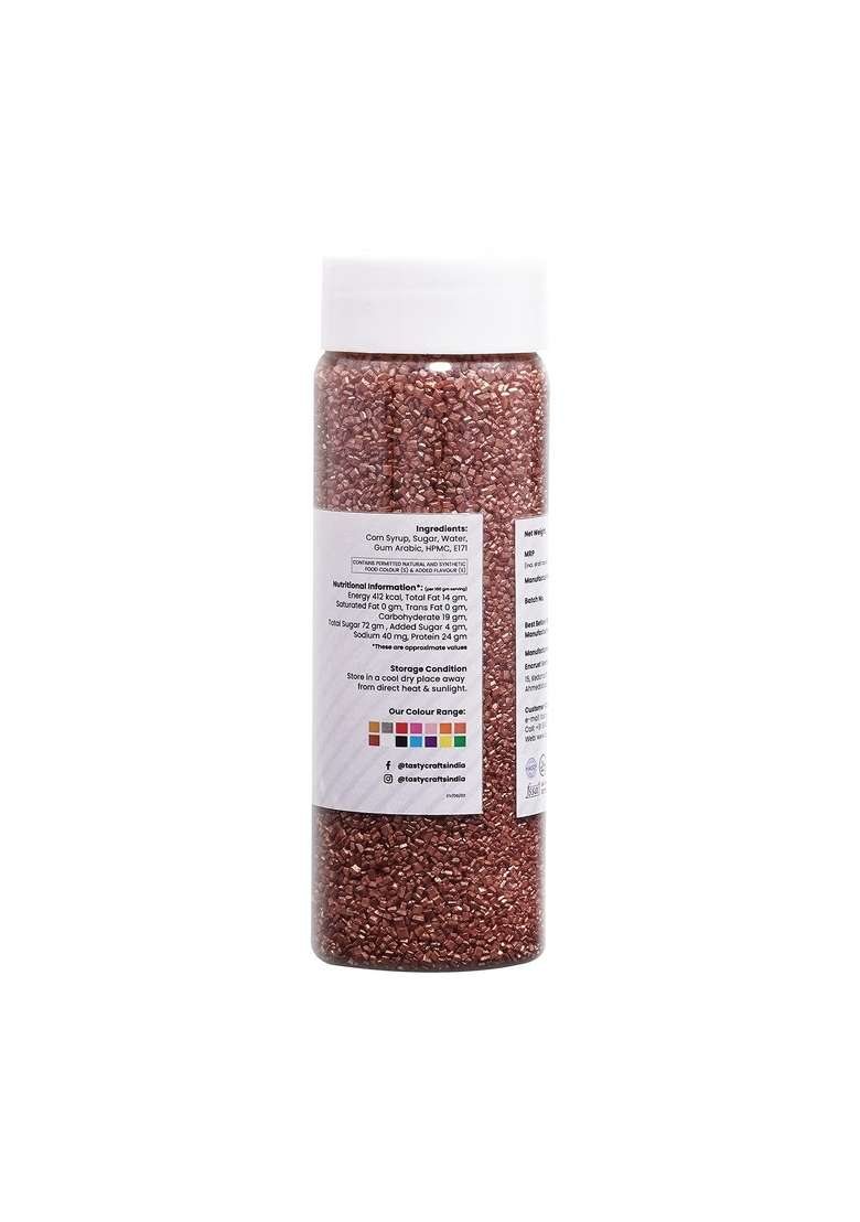 Encrust Ventures Tastycrafts Sparkling Edible Sprinkle Decorations For Cake Decor Coloured Sugar Confectionery 125 G Copper - Indya