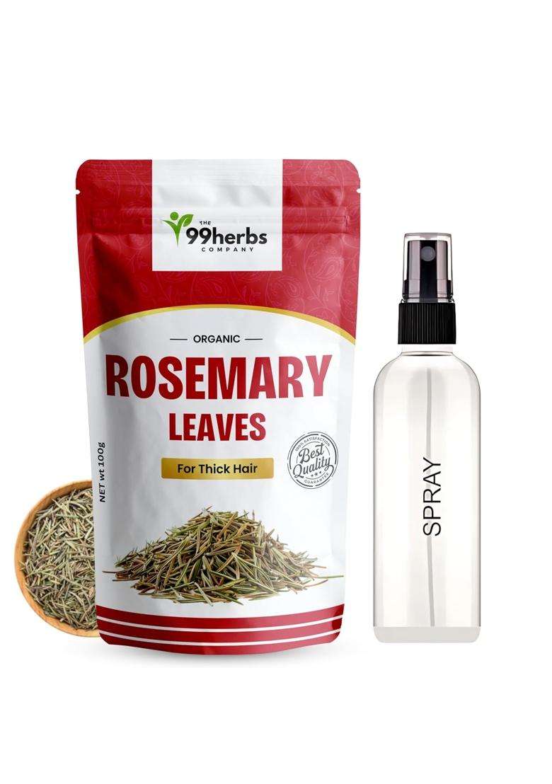 The 99 Herbs Company Premium Dried Rosemary Leaves 100 Grams Free Mist Spray | Imported For Hair Growth Skin Care Cooking Natural No Artificial Colors - Indya