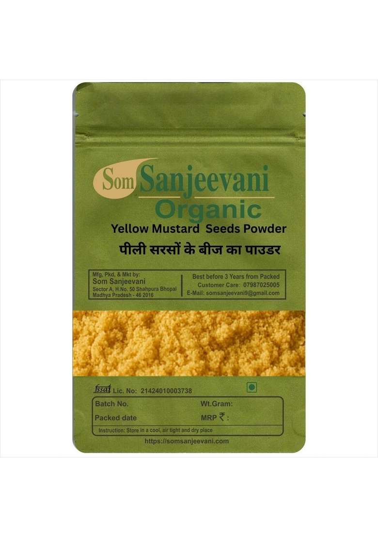 Somsanjeevani Organic Som Sanjeevani Sun Dried Yellow Mustard Seeds Powder 100G Perfect For Indian Cooking Natural असली With 50G Mulani Mitti - Indya