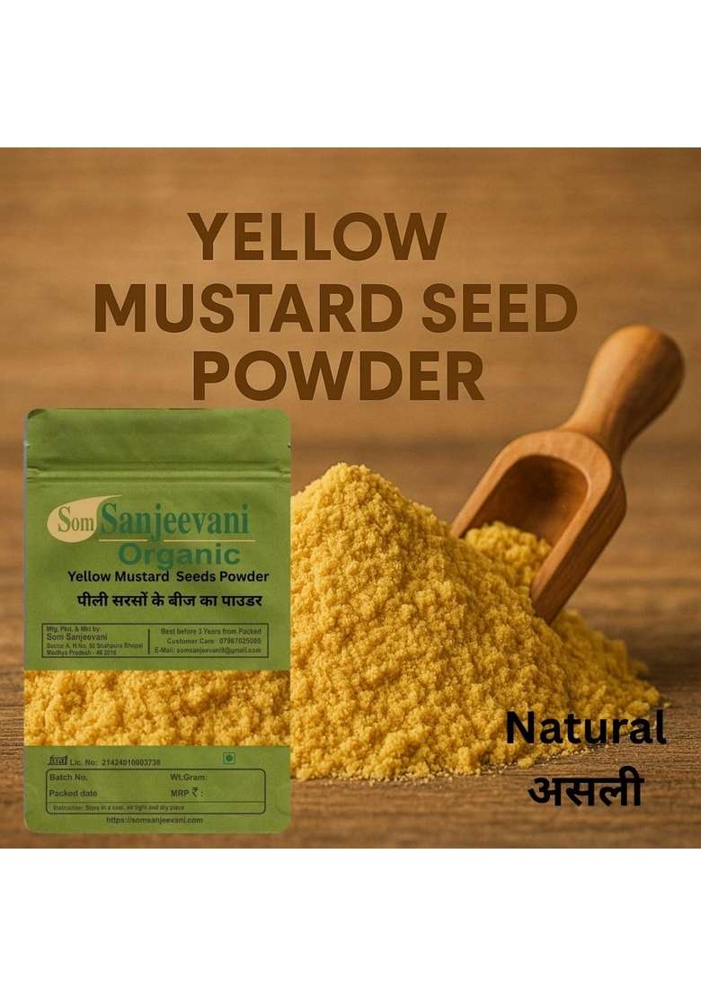 Somsanjeevani Organic Som Sanjeevani Sun Dried Yellow Mustard Seeds Powder 100G Perfect For Indian Cooking Natural असली With 50G Mulani Mitti - Indya