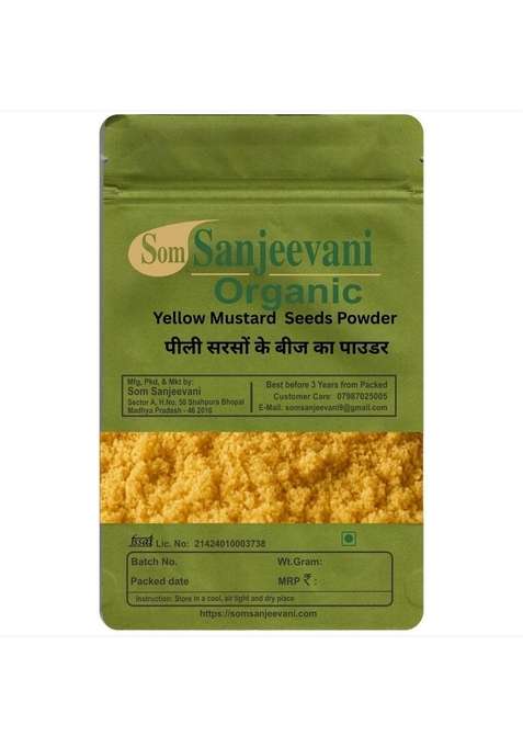 Somsanjeevani Organic Som Sanjeevani Sun Dried Yellow Mustard Seeds Powder 100G Perfect For Indian Cooking Natural असली With 50G Mulani Mitti